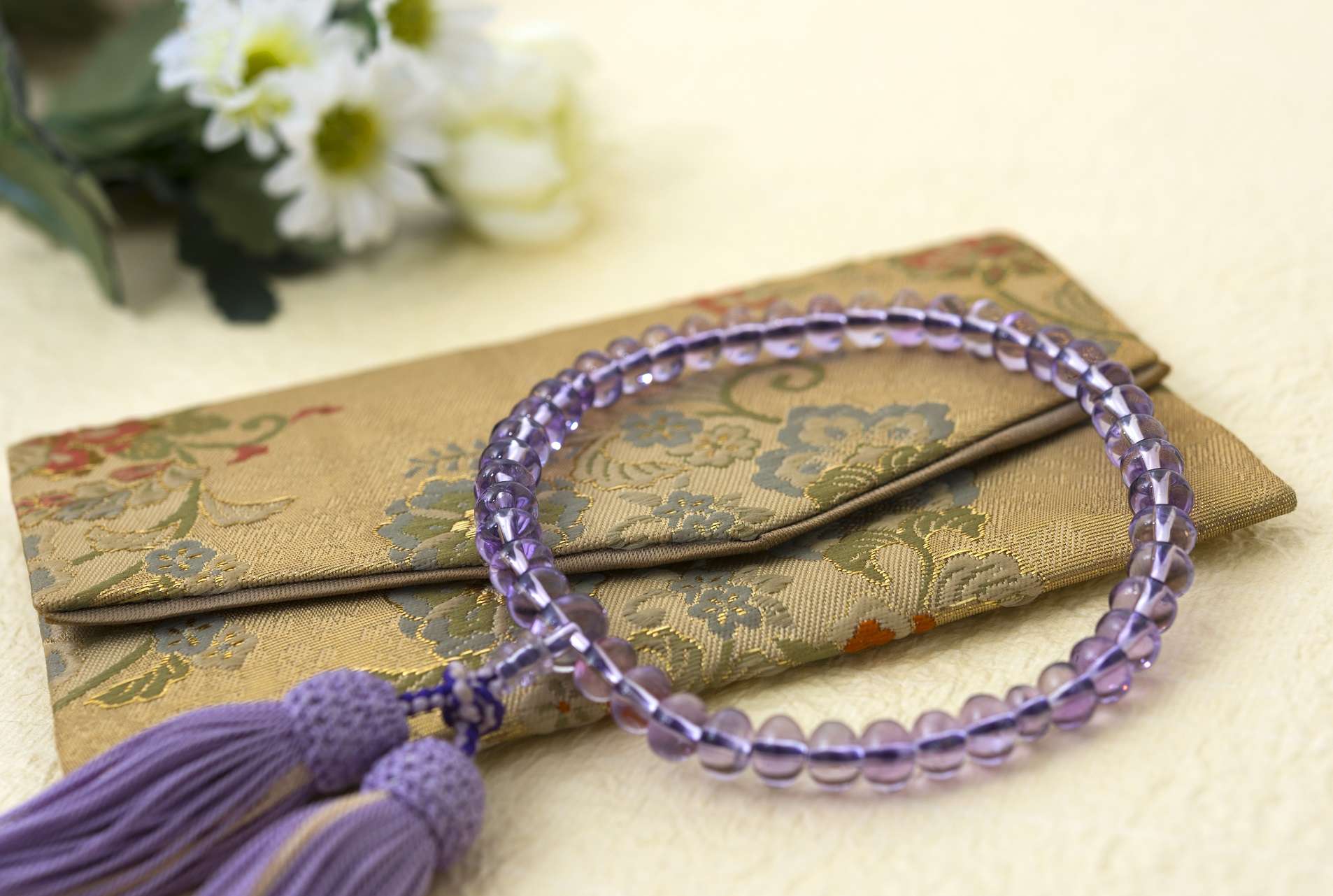 数珠と一緒におしゃれな数珠袋も福井県で販売｜仏壇仏具のまつかわ